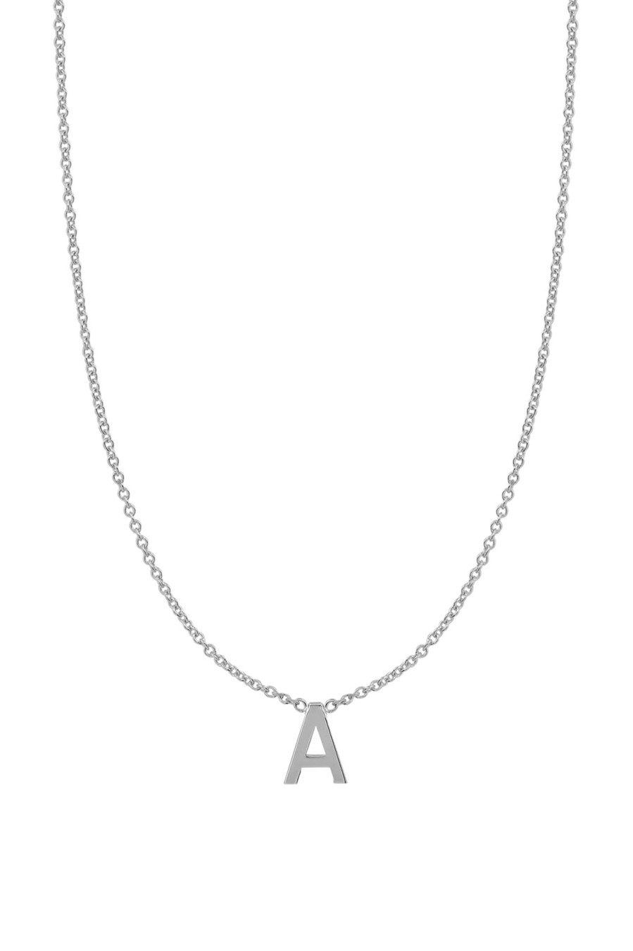 BYCHARI Necklaces | Fine Centered Initial Necklace 14K White