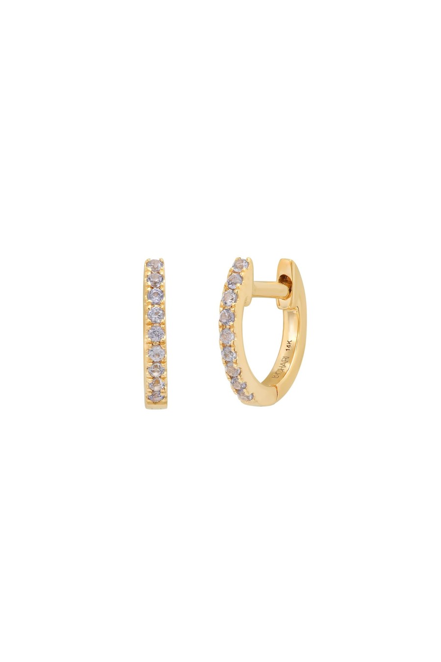 BYCHARI Earrings | Mini Birthstone Huggie 14K Yellow