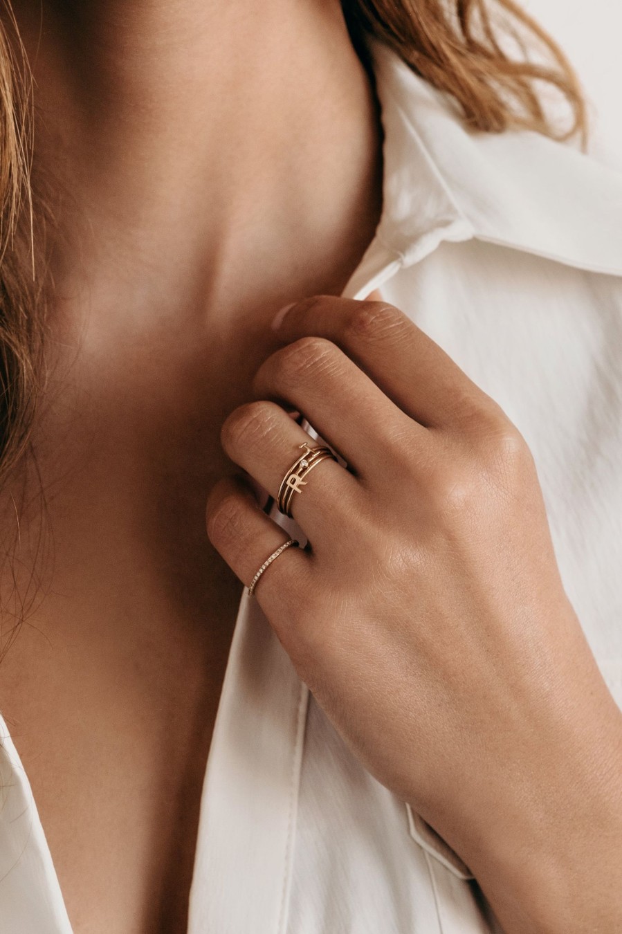 BYCHARI Rings | Fine Initial Ring - 14K Rose