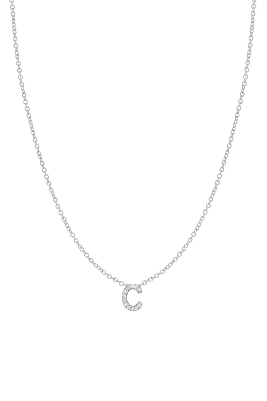 BYCHARI Necklaces | Diamond Initial Necklace 14K White