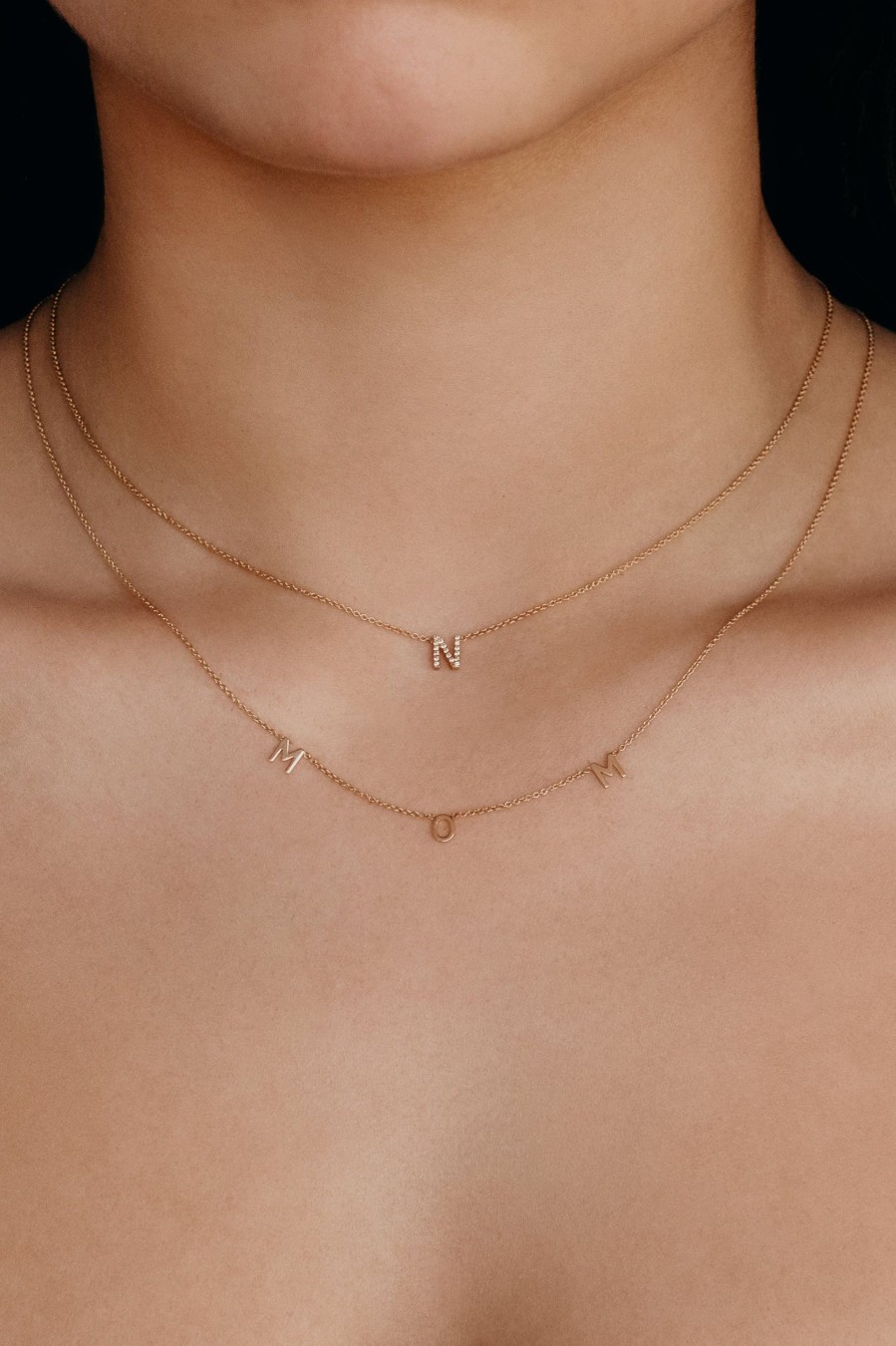 BYCHARI Necklaces | Diamond Initial Necklace 14K White