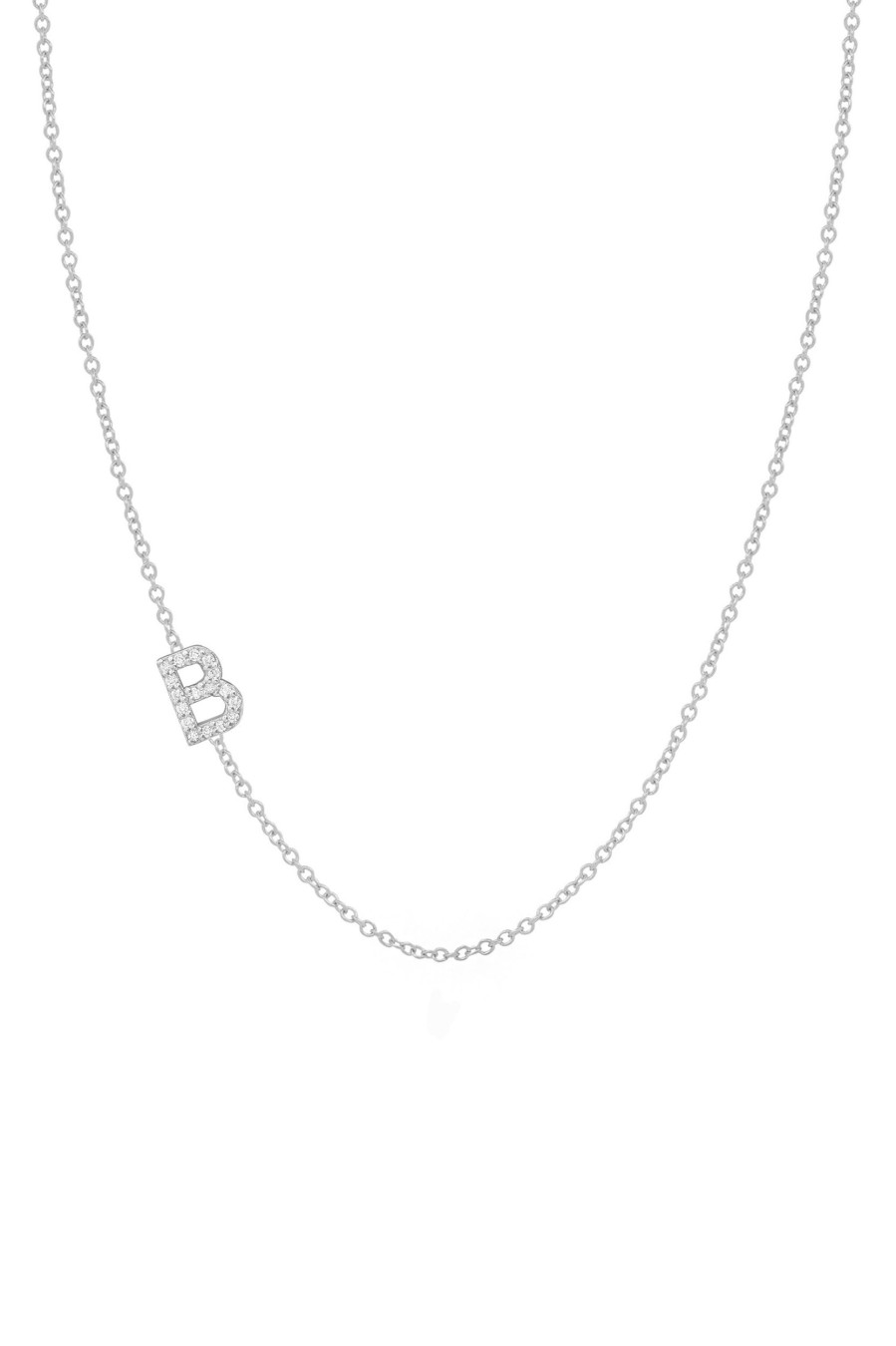 BYCHARI Necklaces | Asymmetrical Diamond Initial Necklace - 14K White