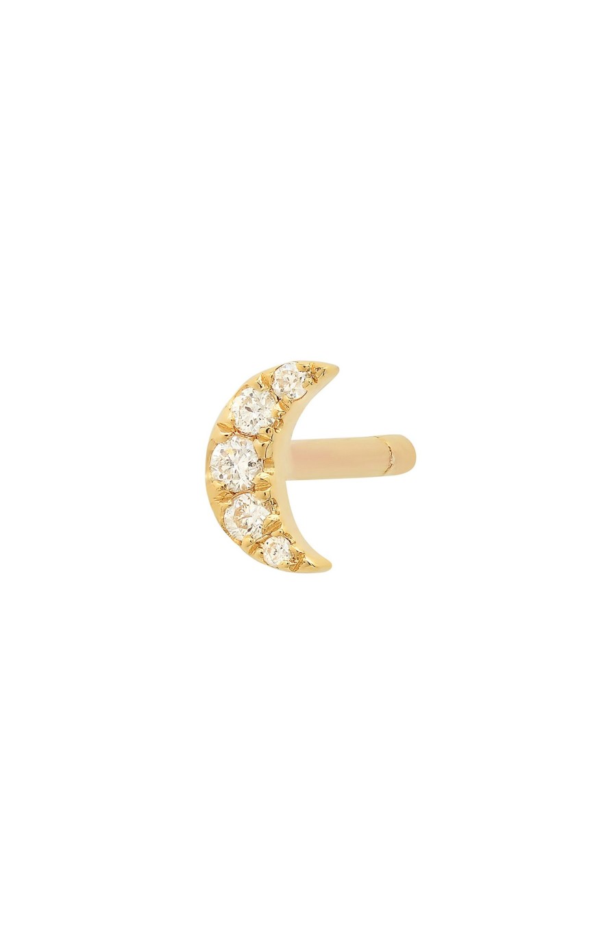 BYCHARI Earrings | Mini Diamond Moon Earring 14K Yellow