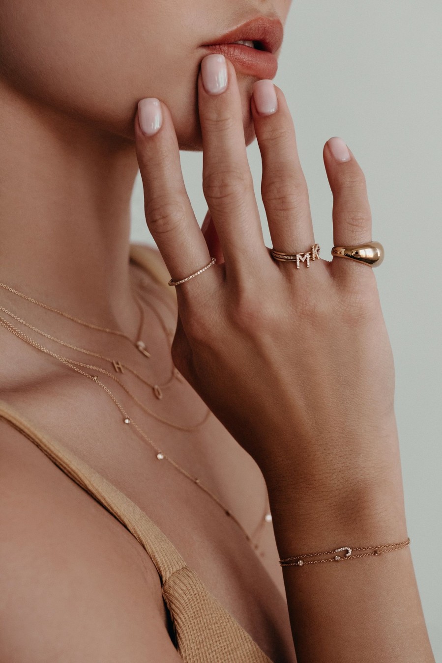 BYCHARI Rings | Diamond Initial Ring