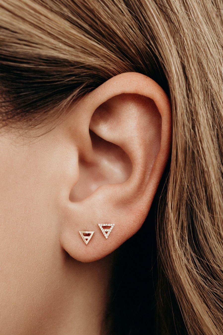 BYCHARI Earrings | Mini Diamond Earth Element Earring 14K Yellow