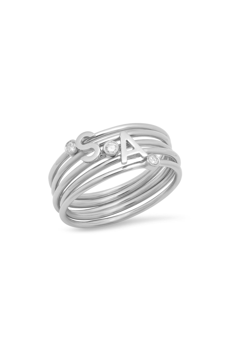 BYCHARI Rings | 2 Initial And 3 Lili Ring Set