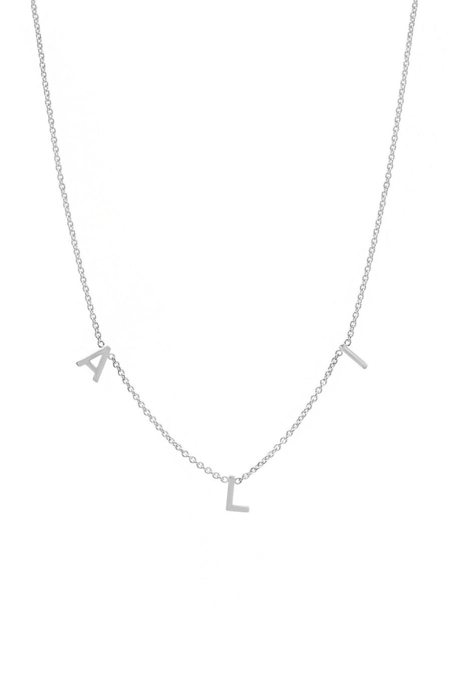 BYCHARI Necklaces | Kids Spaced Letter Necklace - 14K White Gold