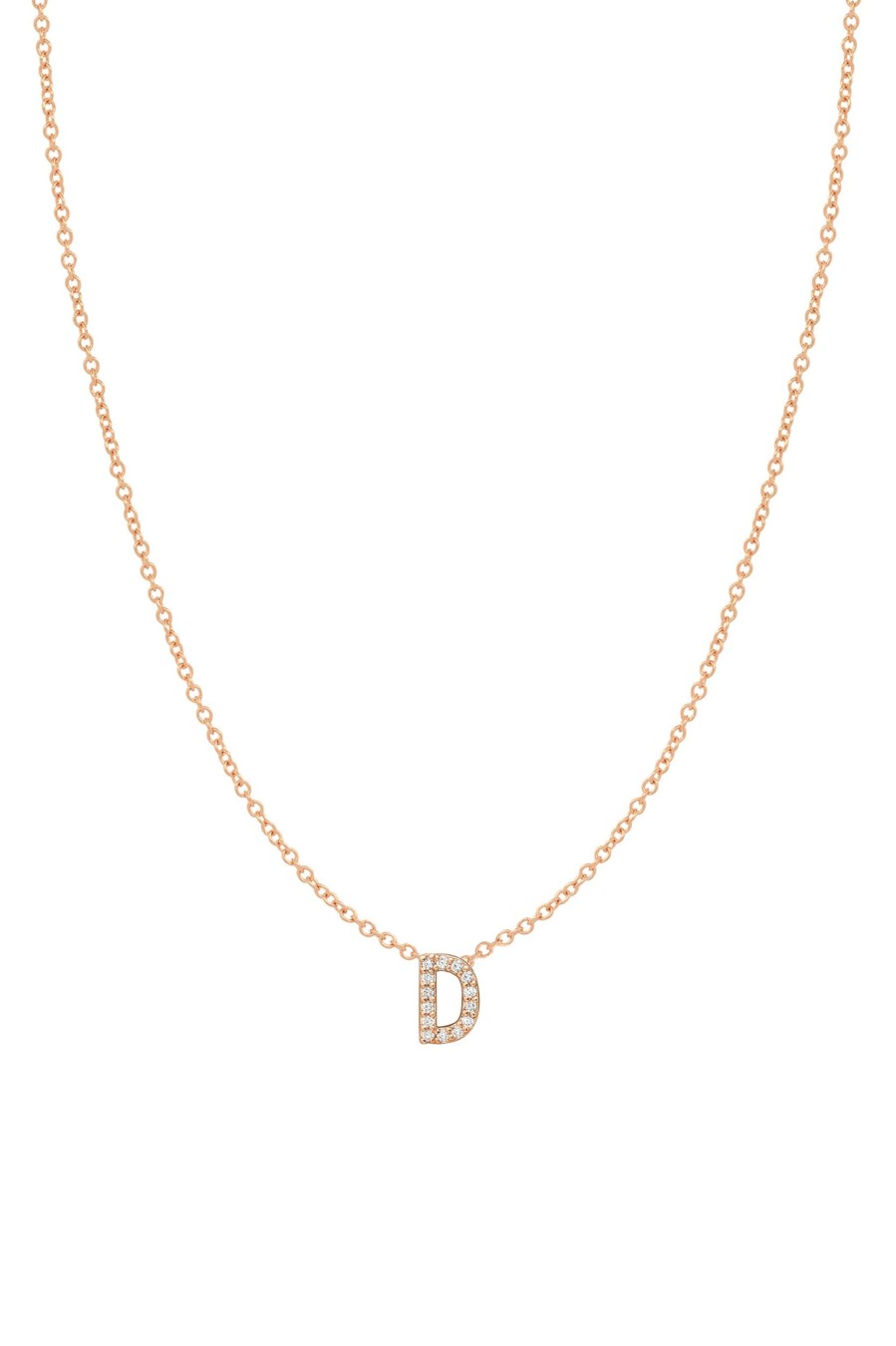 BYCHARI Necklaces | Diamond Initial Necklace - 14K Rose