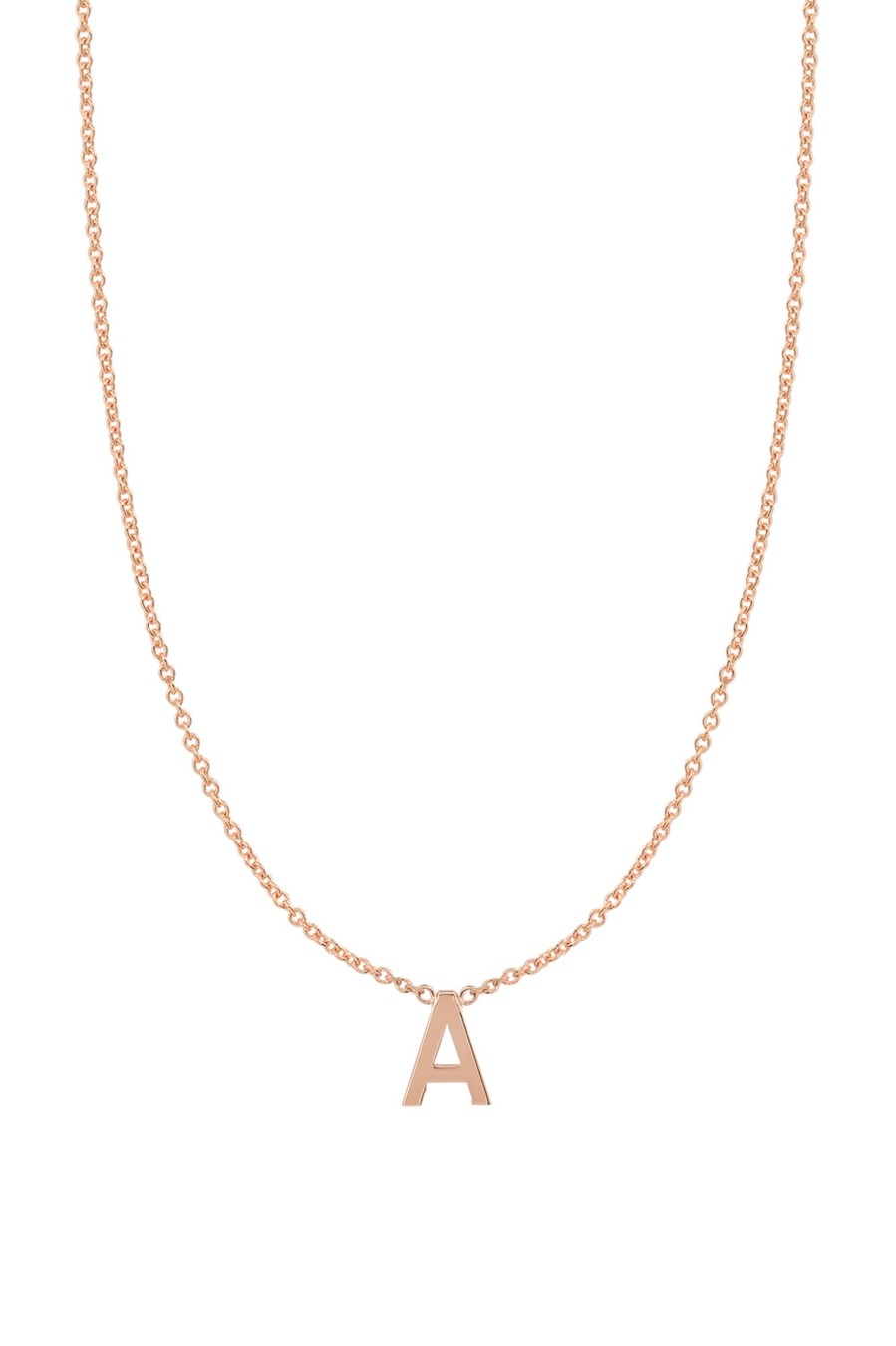 BYCHARI Necklaces | Fine Centered Initial Necklace - 14K Rose