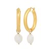 BYCHARI Earrings | Sade Hoops With Pearl Charm Demi-Fine