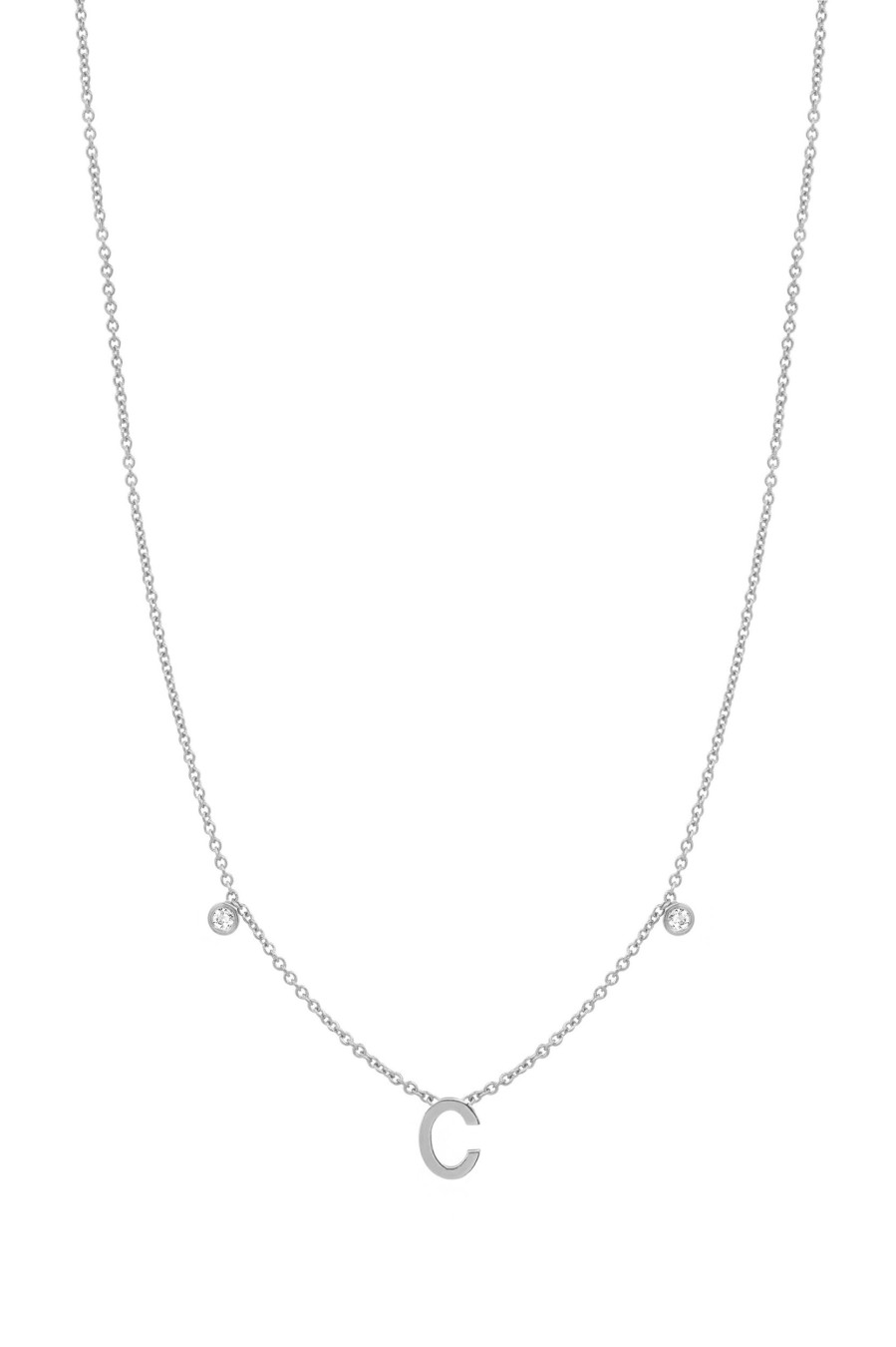 BYCHARI Necklaces | Initial And Diamonds Necklace 14K White