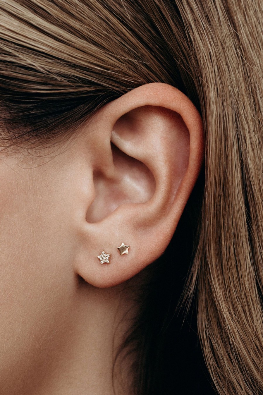 BYCHARI Earrings | Mini Diamond Star Earring 14K Yellow