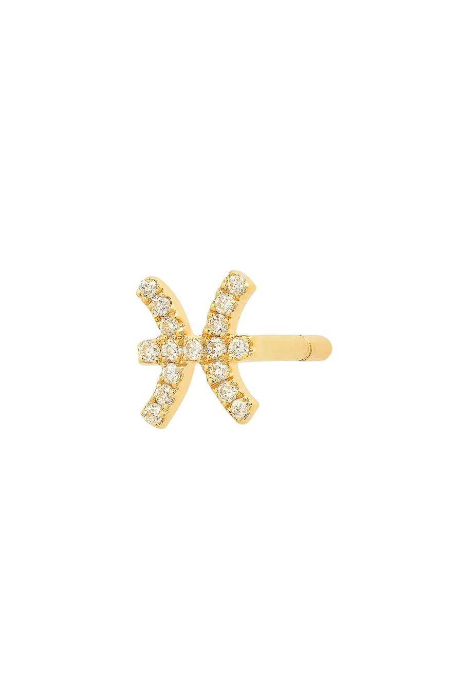 BYCHARI Earrings | Mini Diamond Pisces Earring 14K Yellow