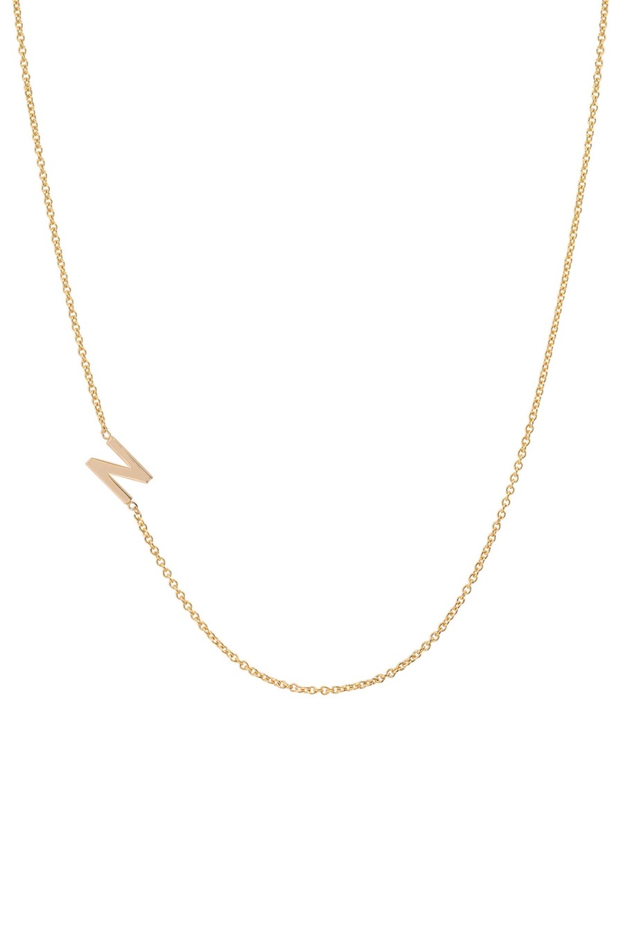 BYCHARI Necklaces | Fine Asymmetrical Initial Necklace 14K Yellow