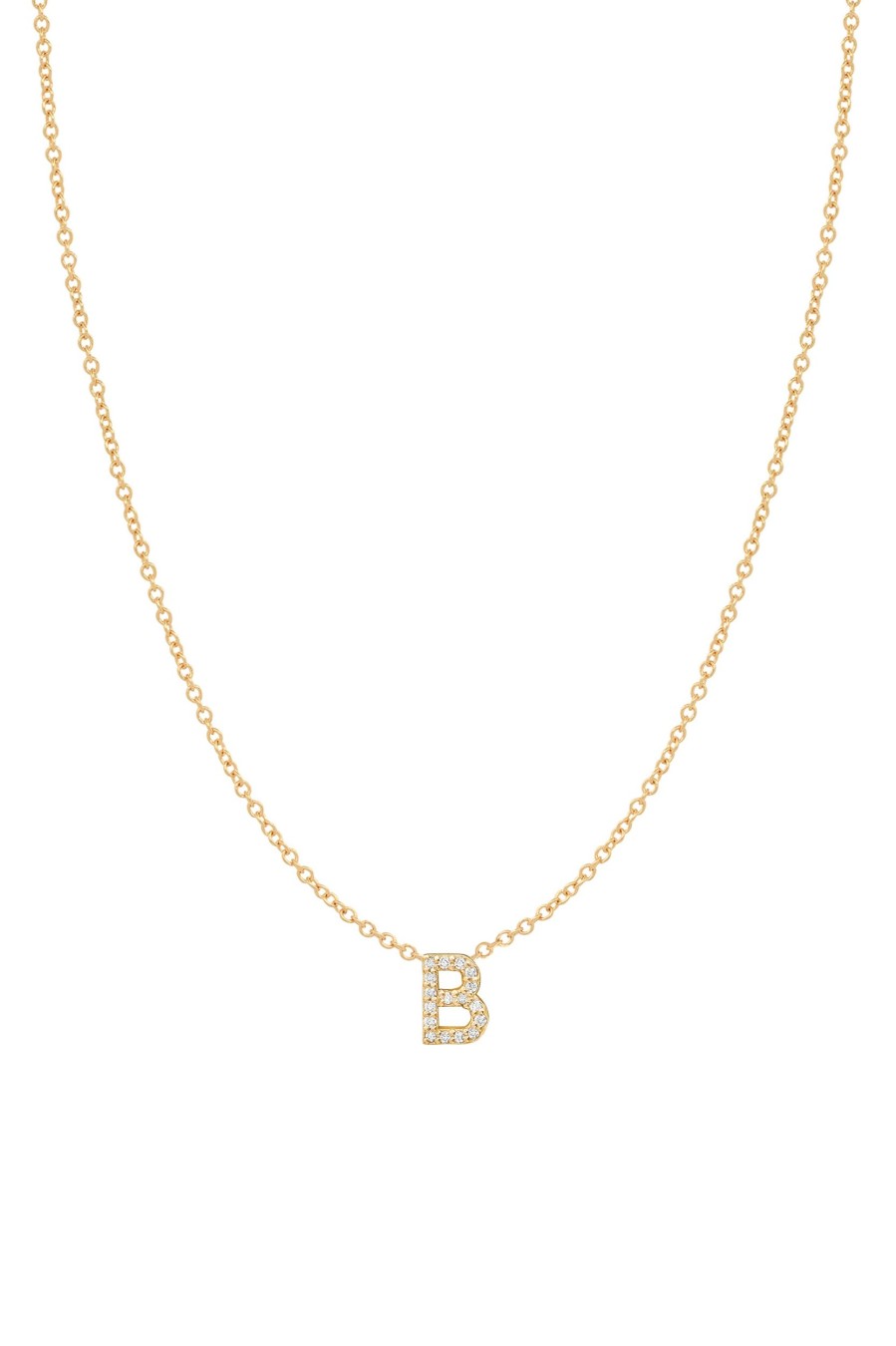 BYCHARI Necklaces | Diamond Initial Necklace - 14K Yellow 14K Yellow Gold