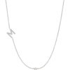 BYCHARI Necklaces | Large Asymmetrical Initial & Diamond Necklace - 14K White