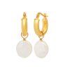 BYCHARI Earrings | Baby Sade Hoops With Pearl Charm Demi-Fine