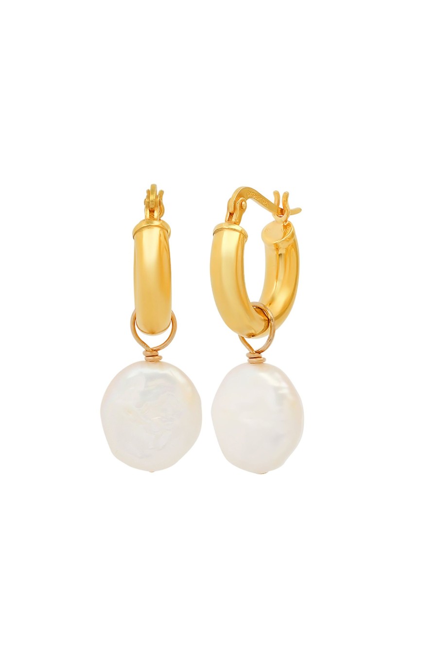 BYCHARI Earrings | Baby Sade Hoops With Pearl Charm Demi-Fine