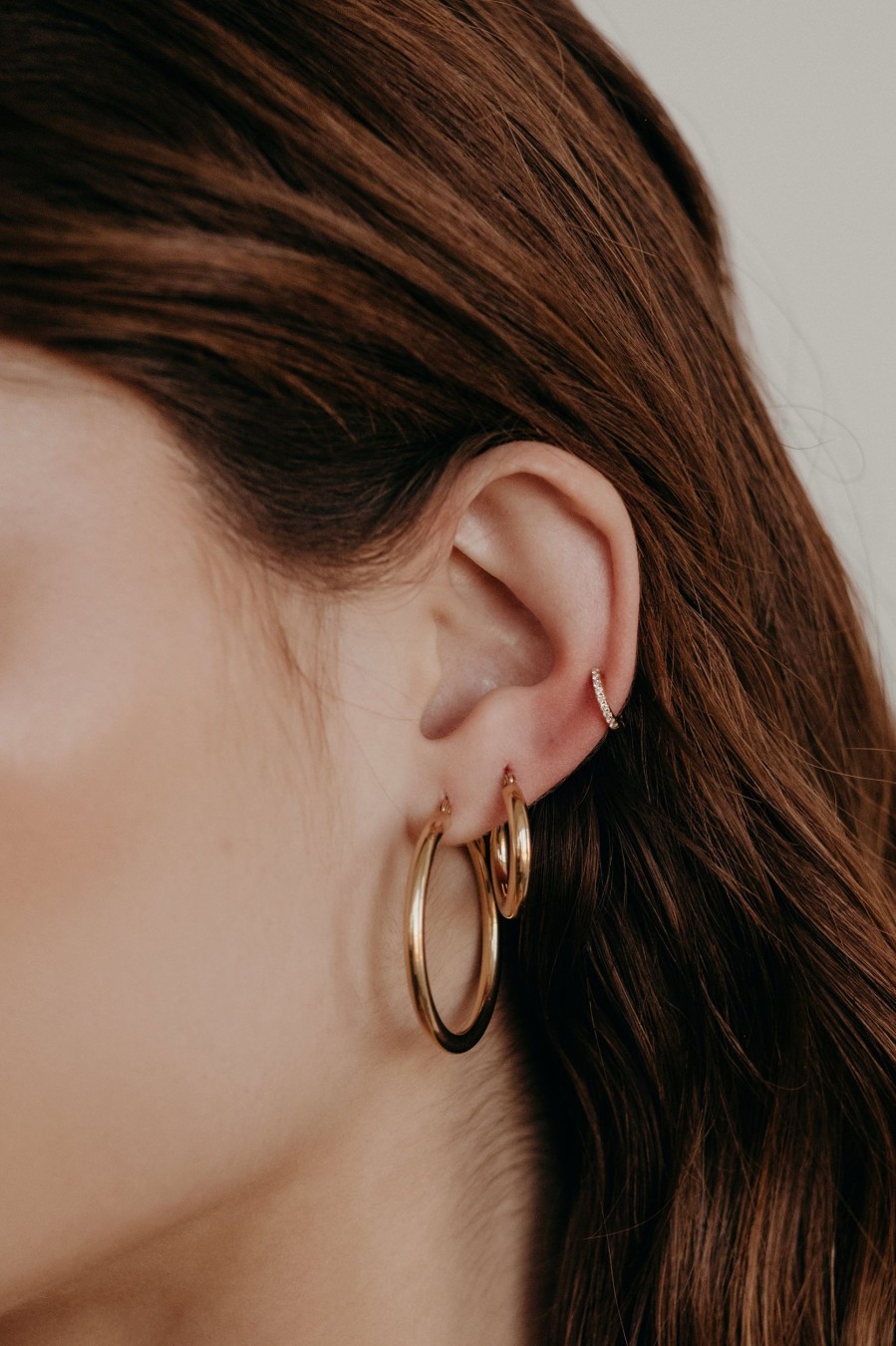 BYCHARI Earrings | Small Magnolia Hoop Earrings 14K Yellow