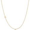 BYCHARI Necklaces | Small Asymmetrical Initial & Diamond Necklace - 14K Yellow