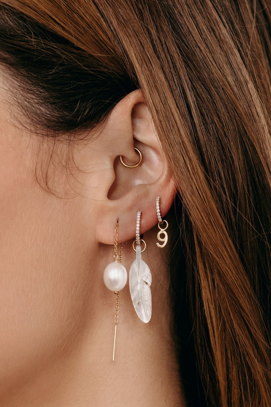 BYCHARI Earrings | Pearl Threaders Gold-Filled