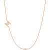 BYCHARI Necklaces | Large Asymmetrical Initial & Diamond Necklace - 14K Rose