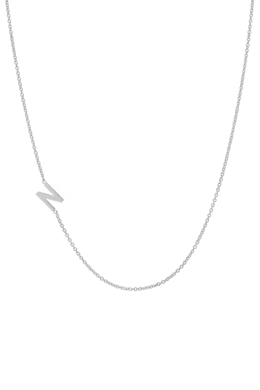 BYCHARI Necklaces | Fine Asymmetrical Initial Necklace 14K White