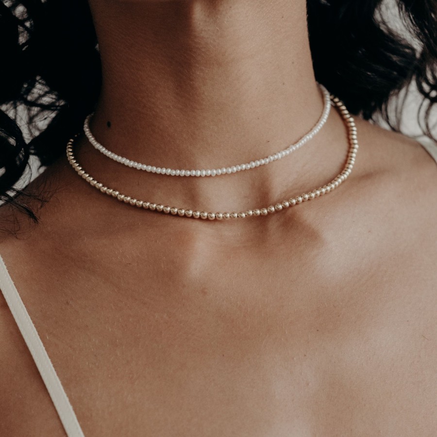 BYCHARI Necklaces | Gold Beaded Choker